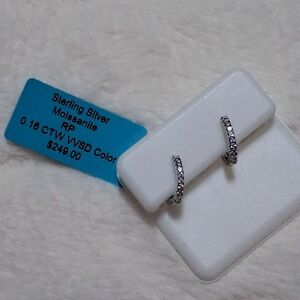 925 Sterling Silver Moissanite RP Huggy Earrings